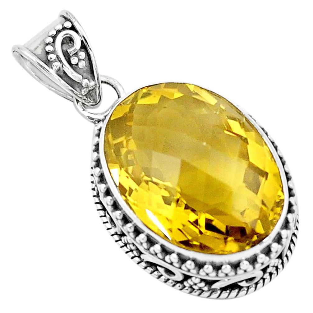 925 sterling silver 20.37cts natural golden imperial topaz oval pendant p20255