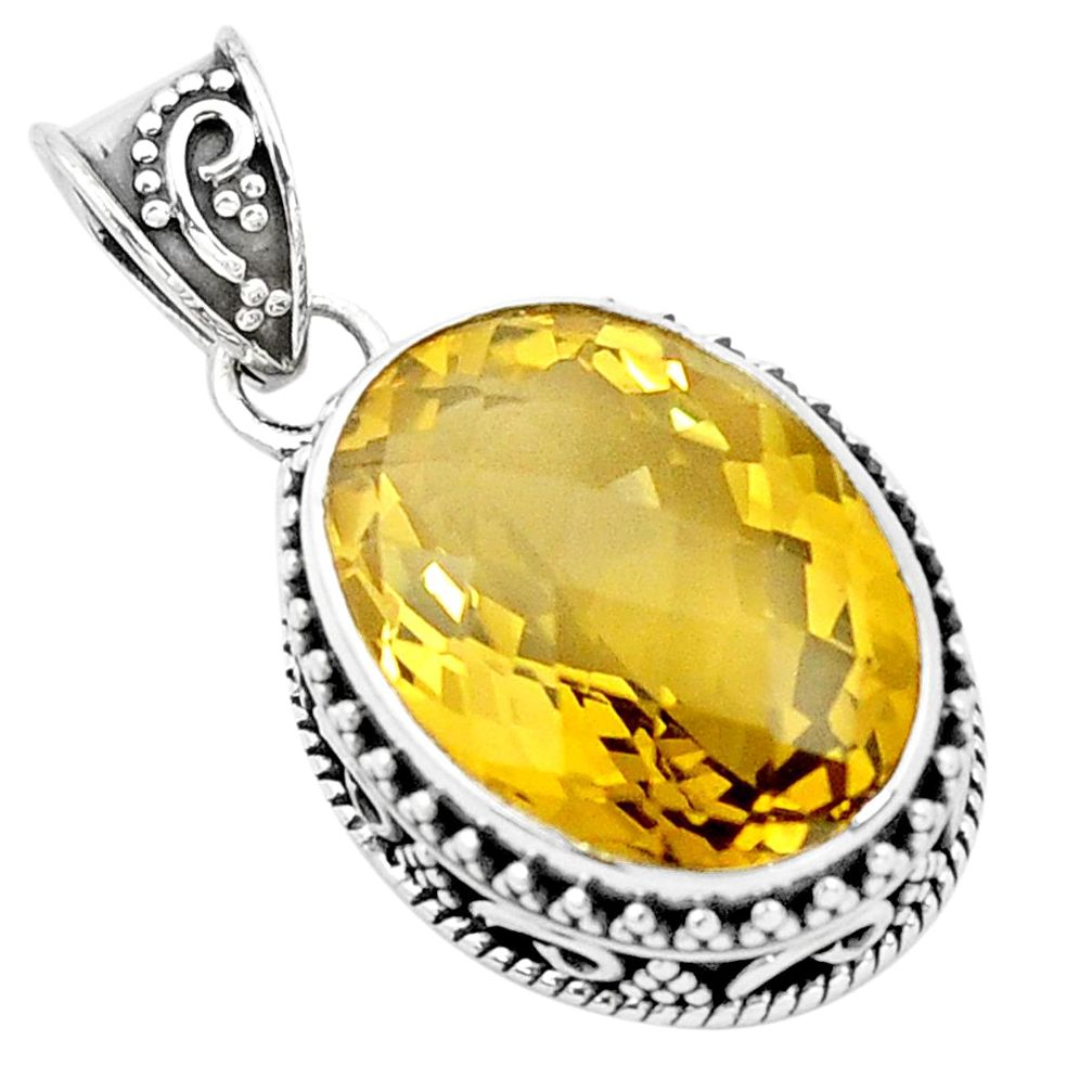 15.11cts natural golden imperial topaz 925 sterling silver pendant p20256