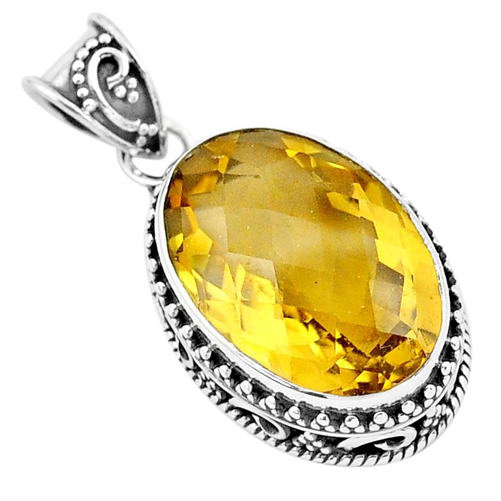 15.74cts natural golden imperial topaz 925 sterling silver pendant p20257
