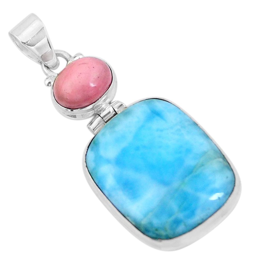 20.88cts natural blue larimar opal 925 sterling silver pendant jewelry p20307