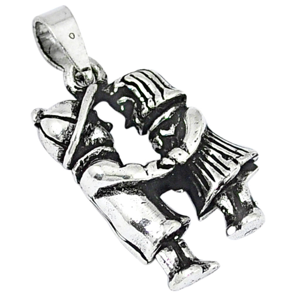 Indonesian bali style solid 925 sterling silver love couple pendant p2049