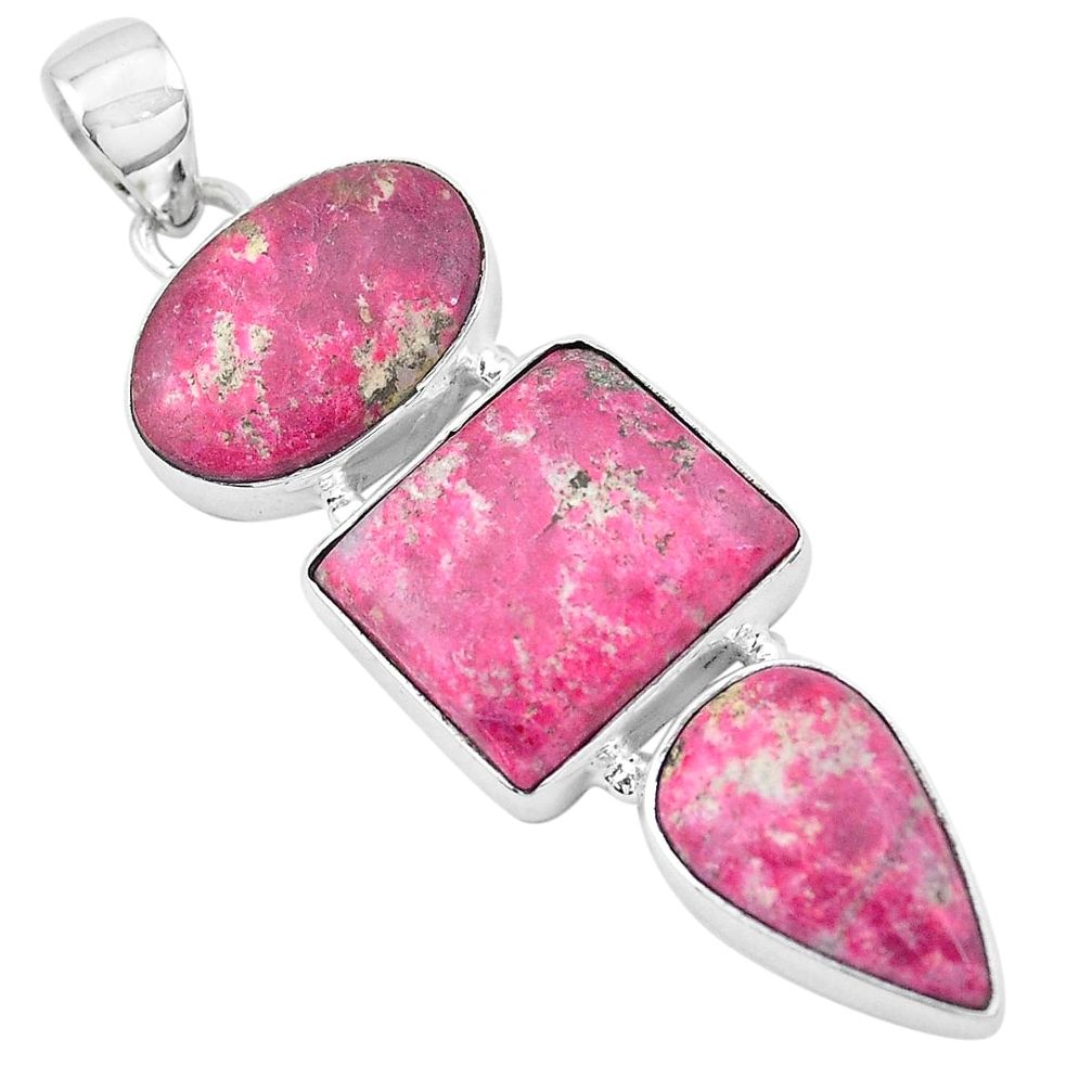 20.33cts natural pink thulite (unionite, pink zoisite) 925 silver pendant p20553