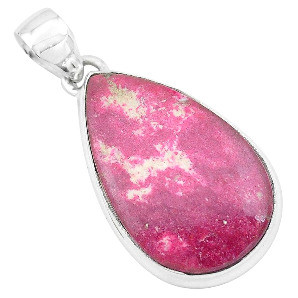 15.65cts natural pink thulite (unionite, pink zoisite) 925 silver pendant p20573