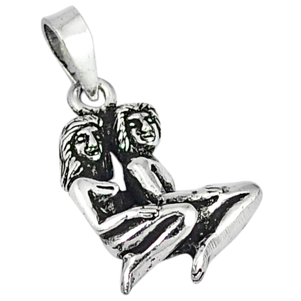 Indonesian bali style solid 925 sterling silver love couple pendant p2059