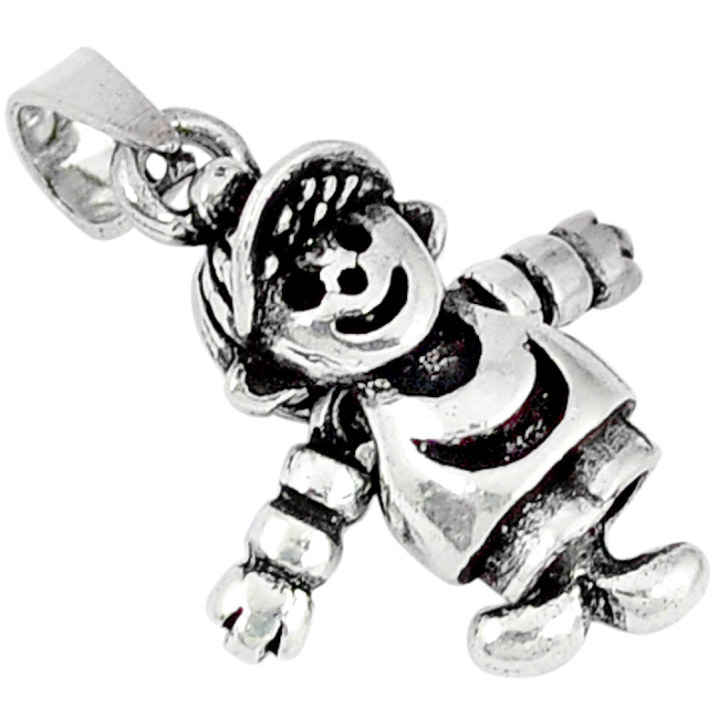 3d moving charm solid 925 sterling silver doll pendant jewelry p2067