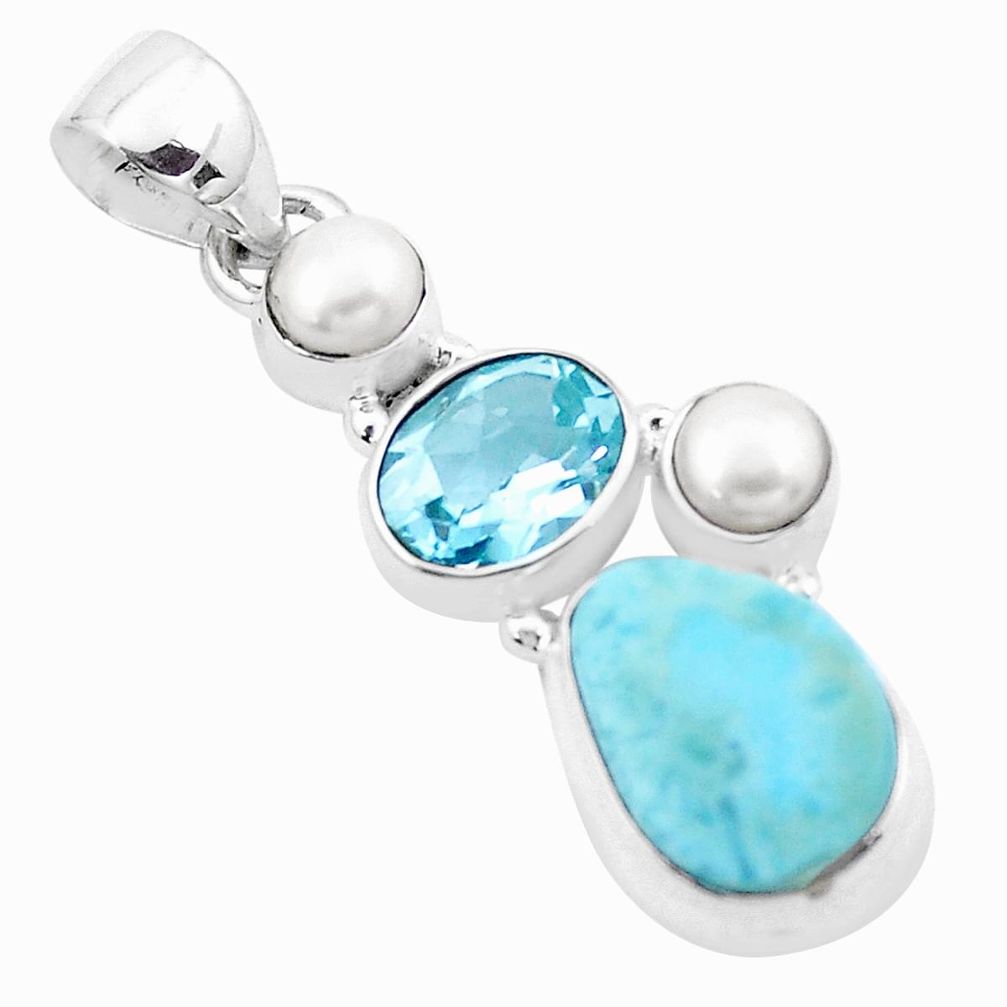 9.47cts natural blue larimar topaz 925 sterling silver pendant jewelry p20701