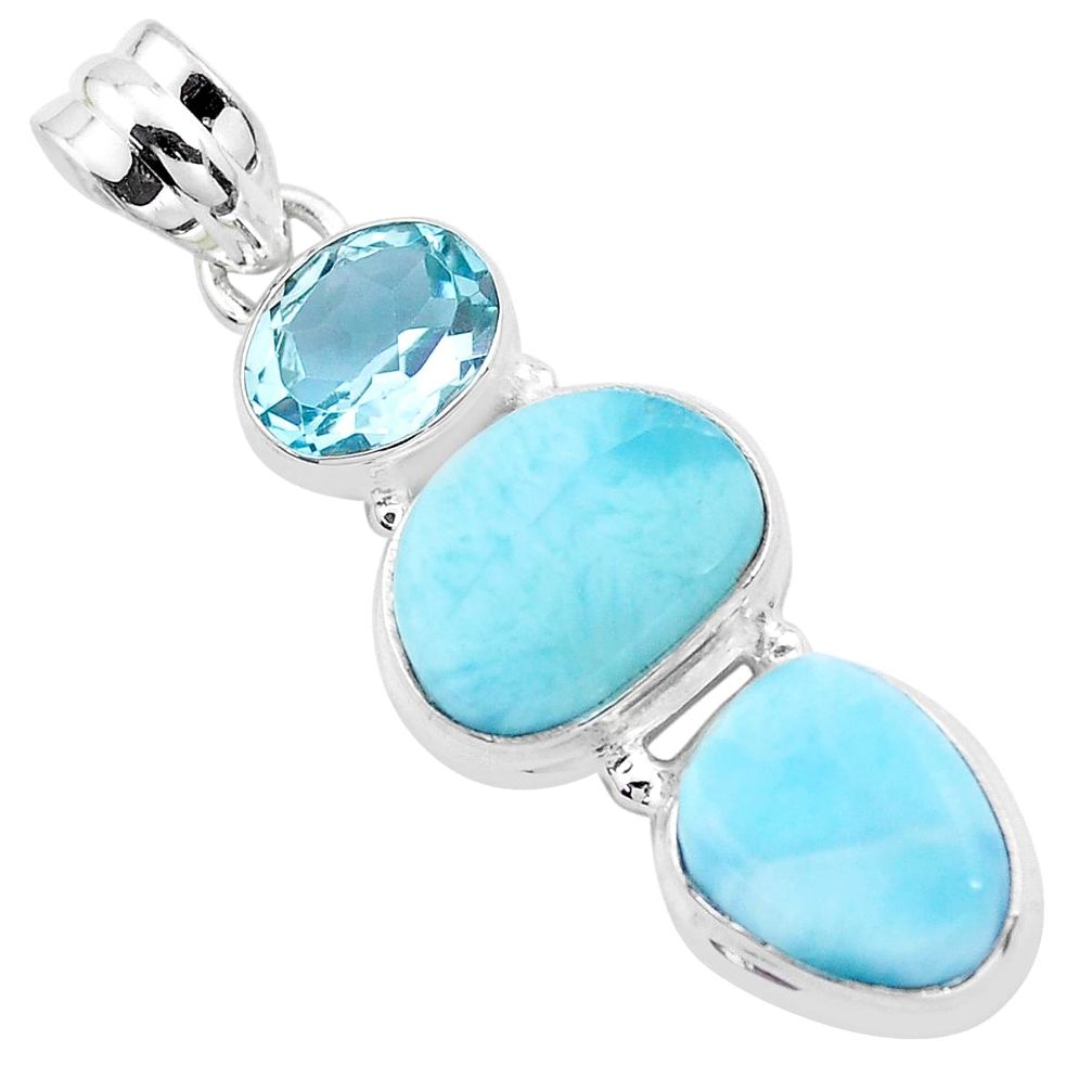 925 sterling silver 12.31cts natural blue larimar topaz pendant jewelry p20733