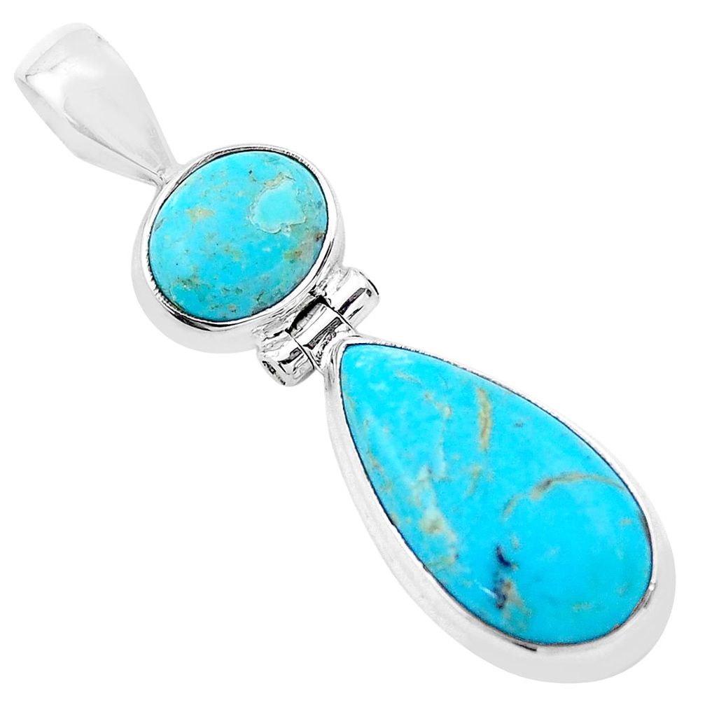 925 sterling silver 9.61cts green arizona mohave turquoise pendant p20744