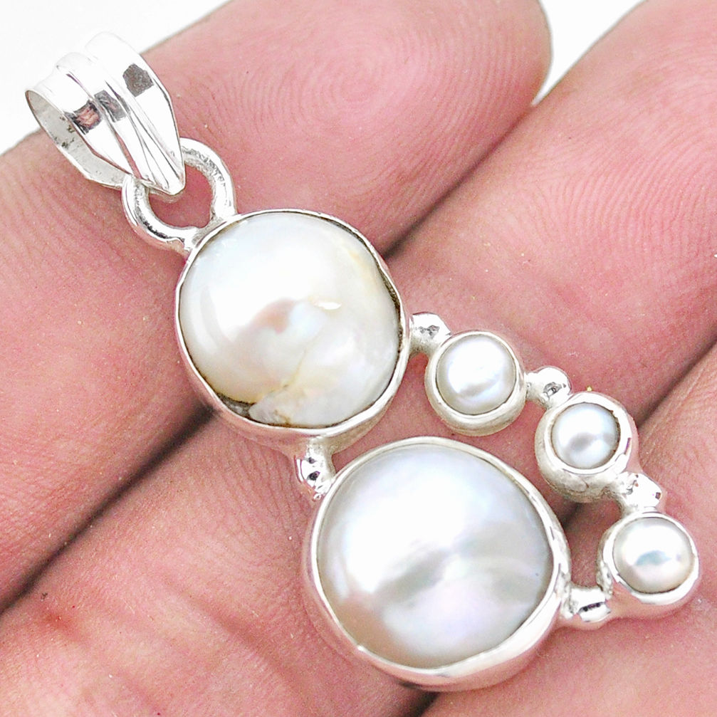 11.27cts natural white pearl 925 sterling silver pendant jewelry p20759