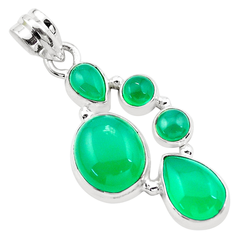 10.02cts natural green chalcedony 925 sterling silver pendant jewelry p20765