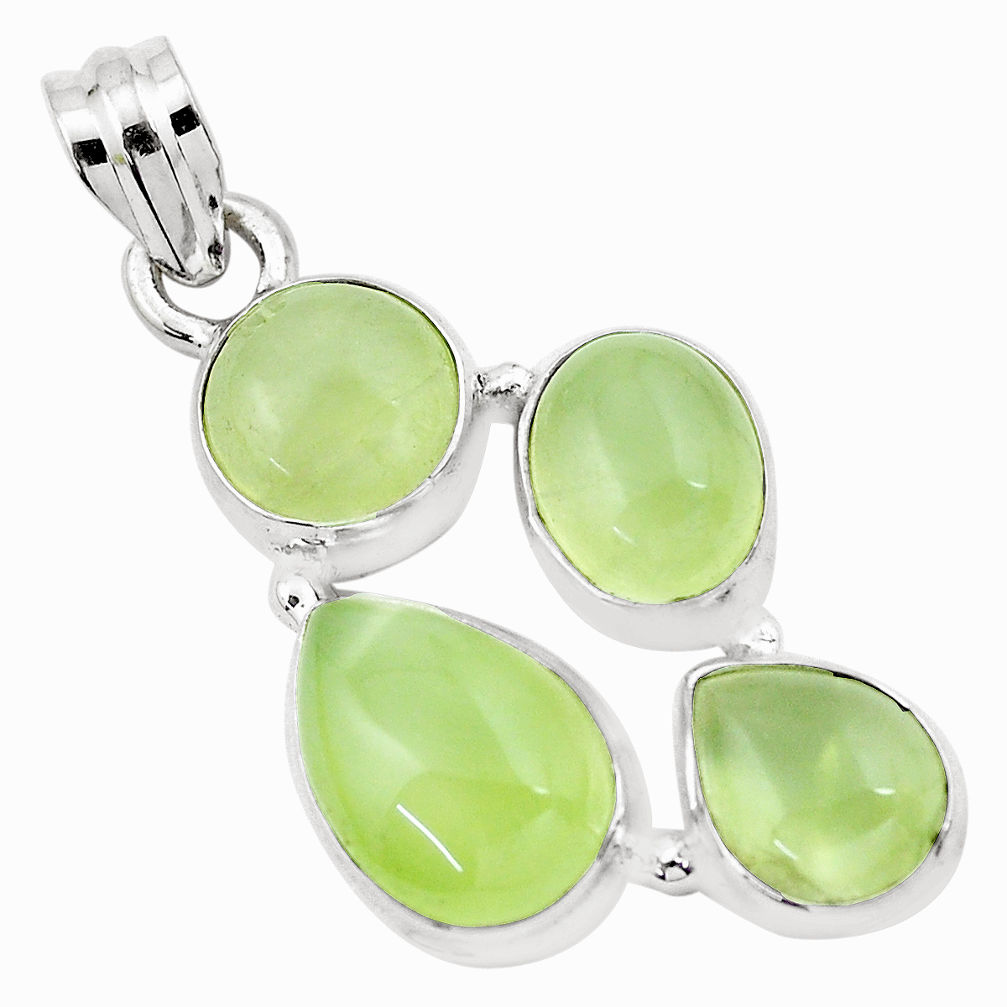 13.05cts natural green prehnite 925 sterling silver pendant jewelry p20783