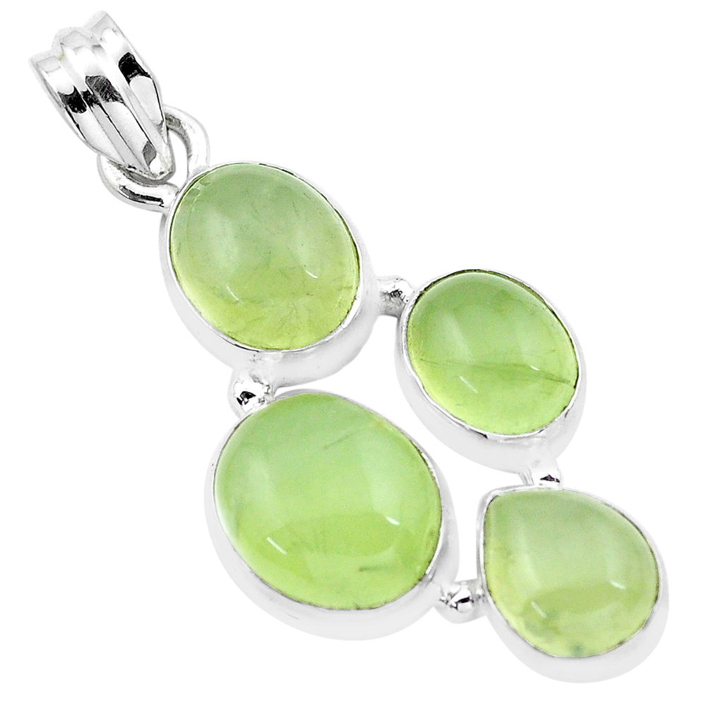 14.44cts natural green prehnite 925 sterling silver pendant jewelry p20786