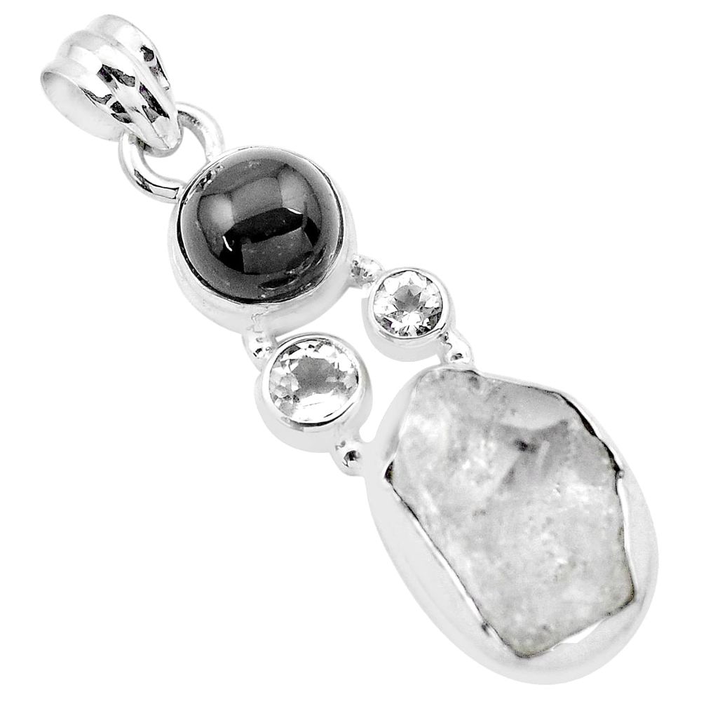 14.61cts natural white herkimer diamond star 925 sterling silver pendant p20788