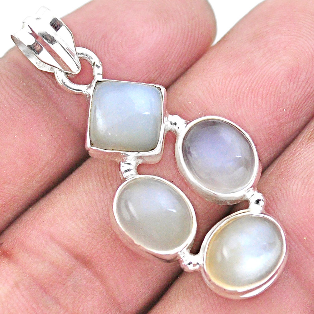 12.07cts natural white moonstone 925 sterling silver pendant jewelry p20798