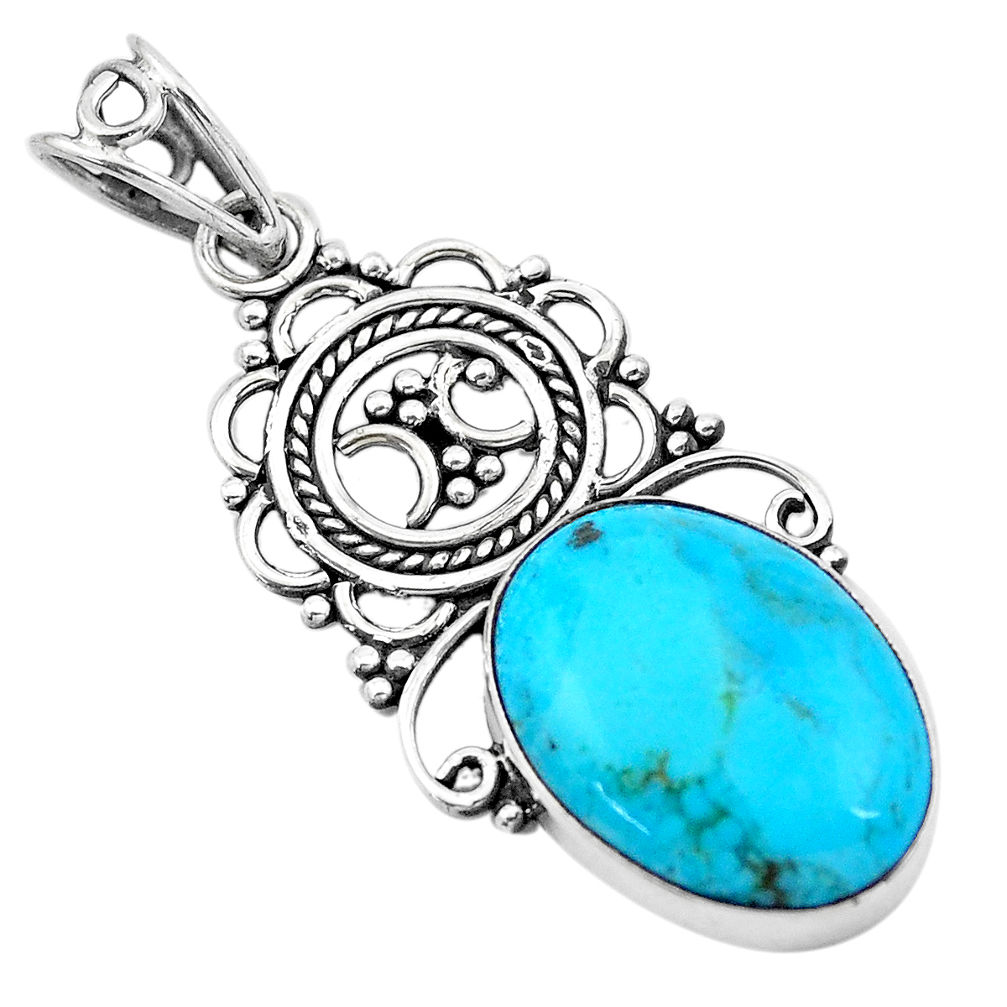 12.22cts blue arizona mohave turquoise 925 sterling silver pendant p20883