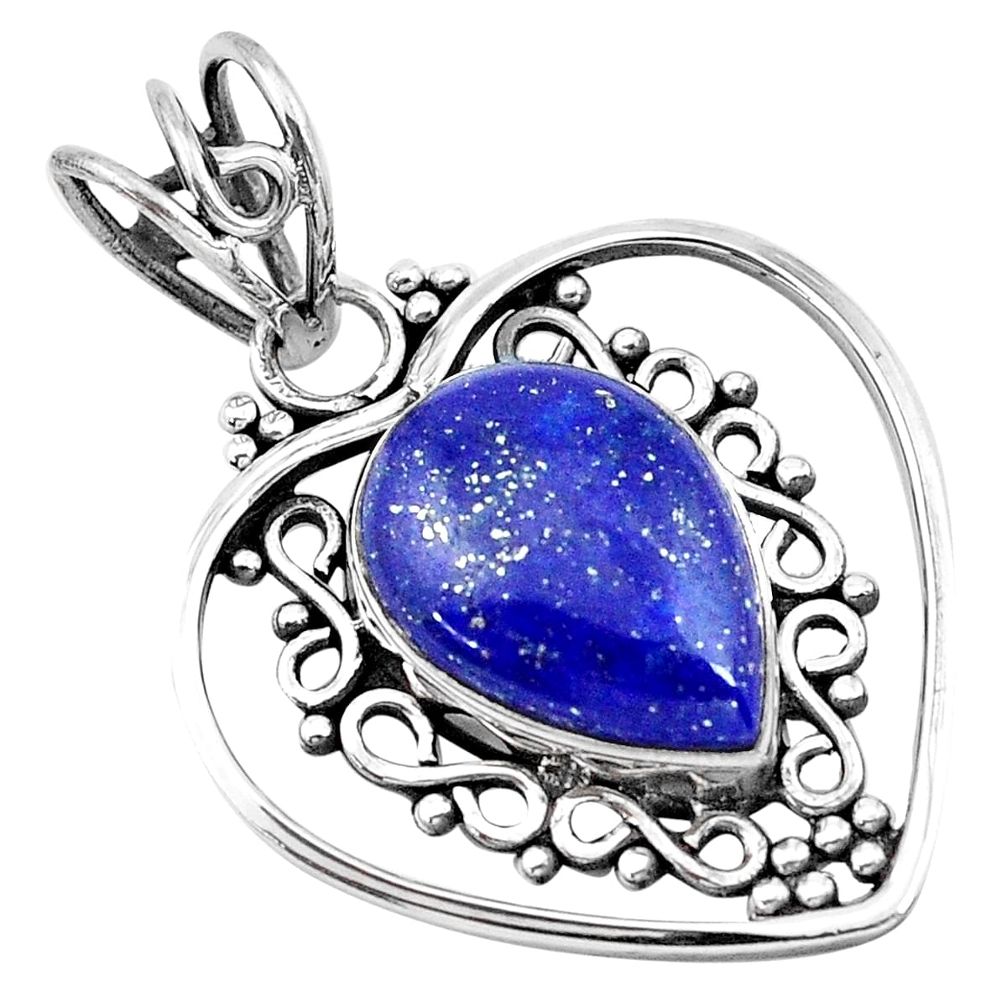 925 sterling silver 6.27cts natural blue lapis lazuli pendant jewelry p20911