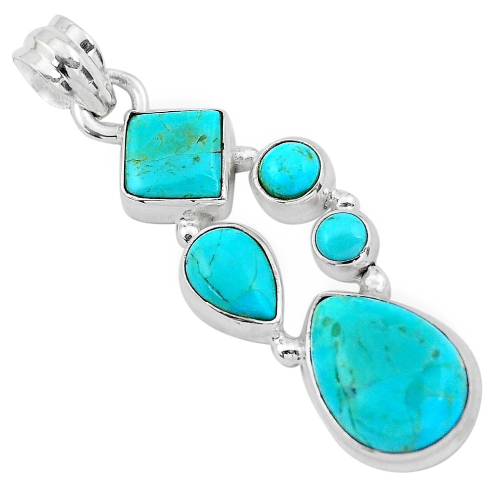 925 sterling silver 10.81cts green arizona mohave turquoise pendant p20965