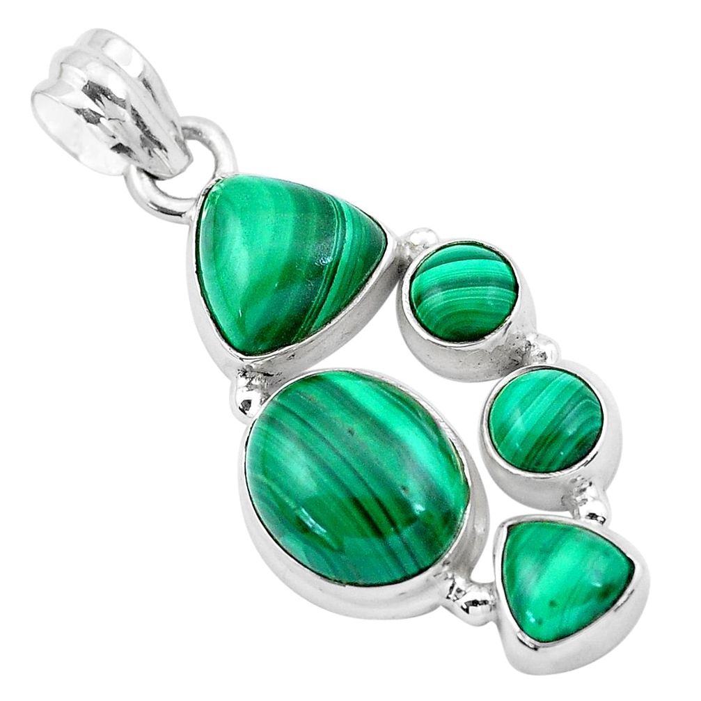 925 silver 15.28cts natural green malachite (pilot's stone) pendant p20968