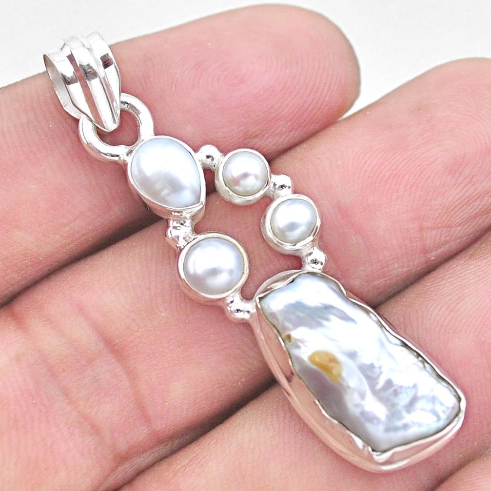 10.60cts natural white pearl 925 sterling silver pendant jewelry p21039