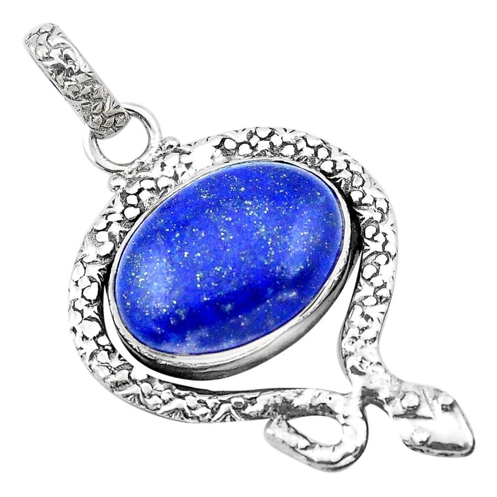 13.71cts natural blue lapis lazuli 925 sterling silver snake pendant p21123