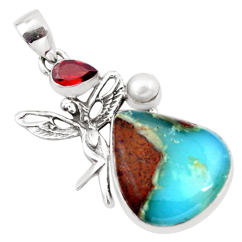 925 silver 19.99cts natural brown boulder opal angel wings fairy pendant p21146