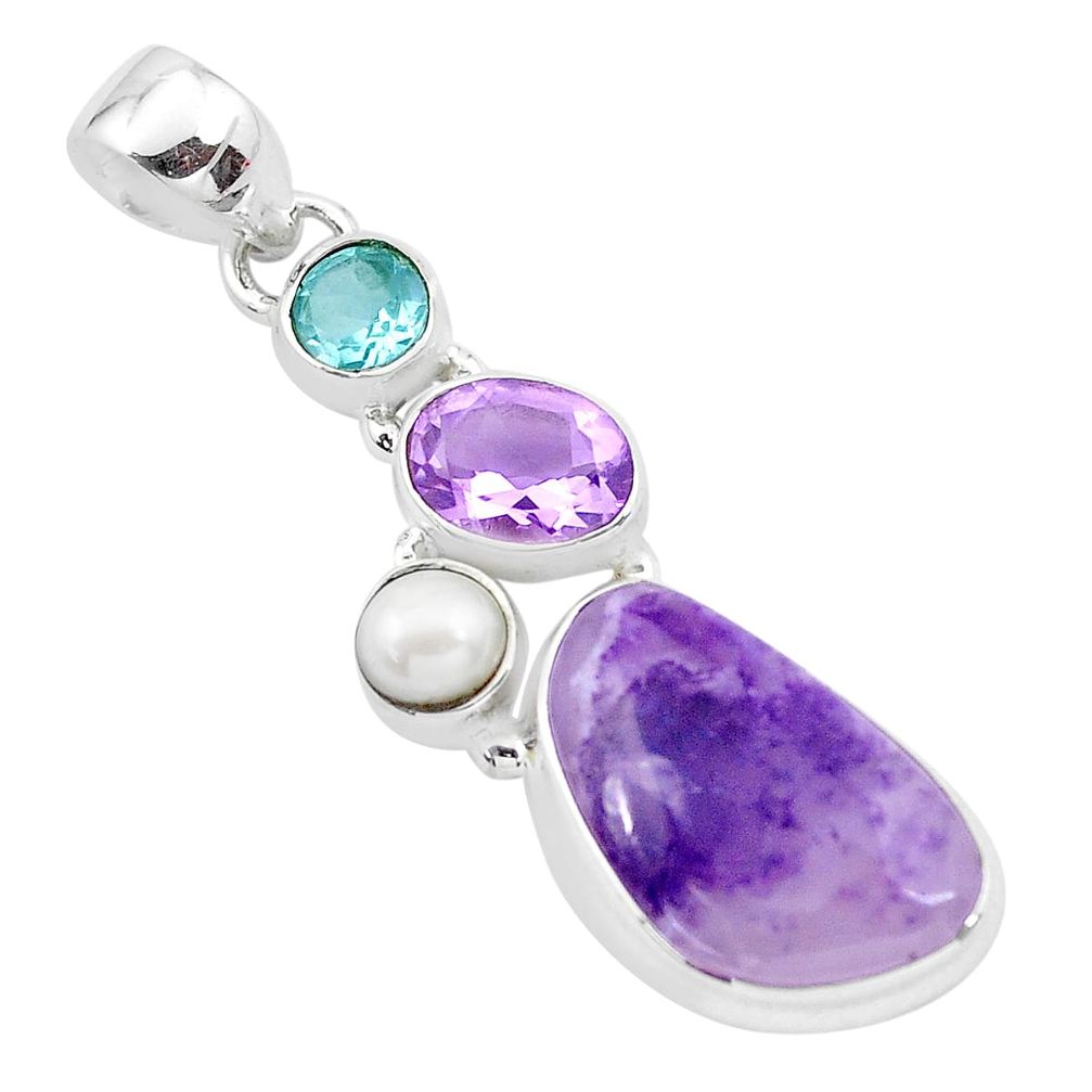 10.24cts natural purple opal amethyst pearl 925 sterling silver pendant p21206