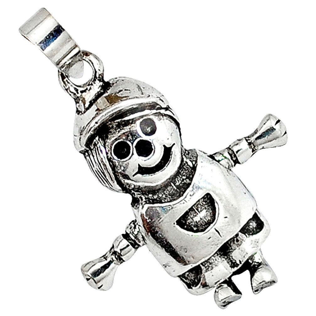 3d moving charm solid 925 sterling silver doll pendant jewelry p2143