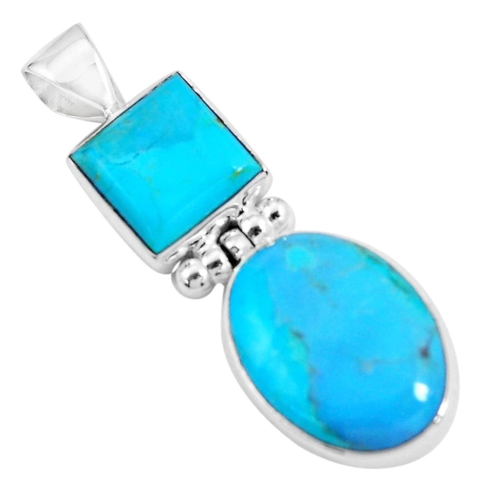 13.15cts blue arizona mohave turquoise 925 sterling silver pendant p21556