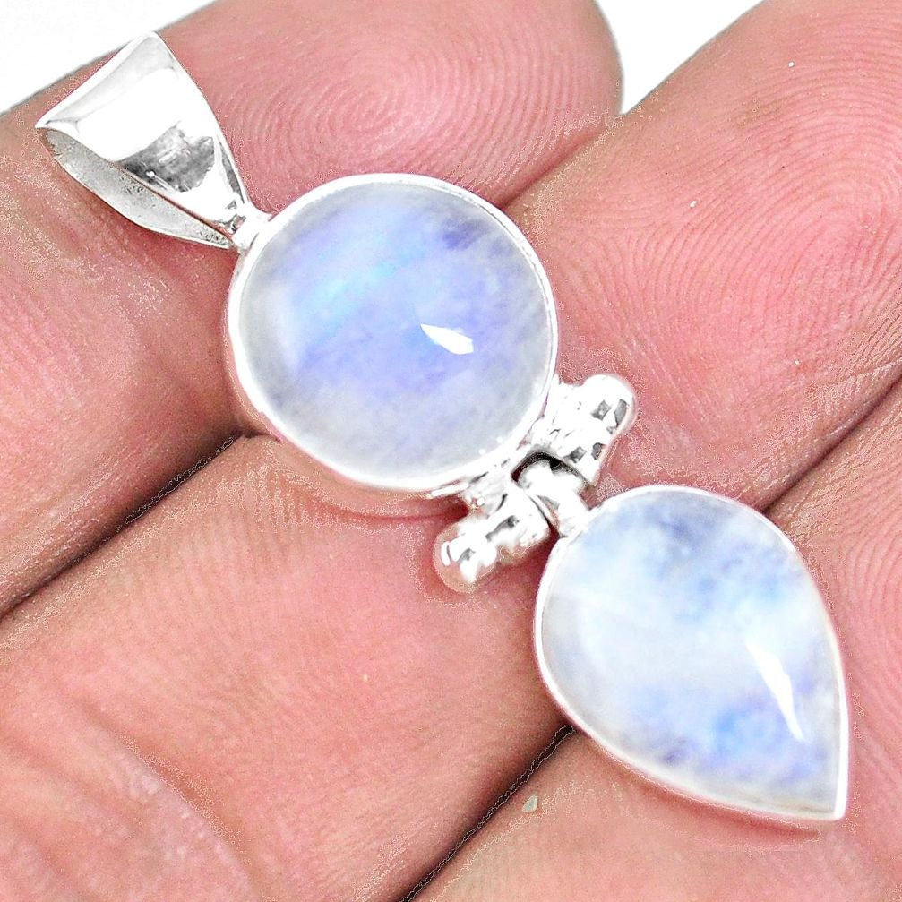 925 sterling silver 10.29cts natural rainbow moonstone pendant jewelry p21560