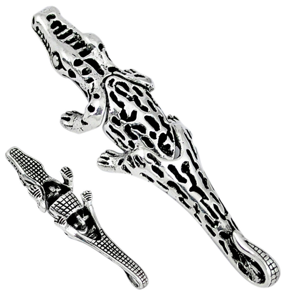 3d moving charm solid 925 sterling silver crocodile pendant jewelry p2191