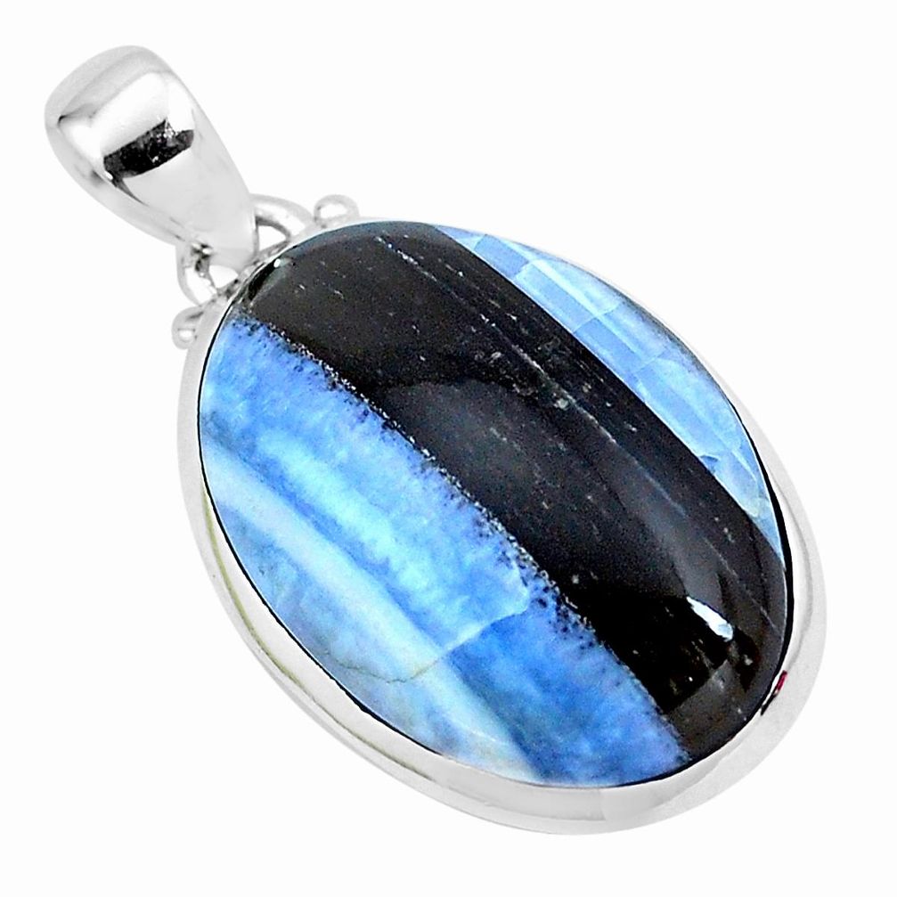 19.45cts natural blue owyhee opal 925 sterling silver pendant jewelry p23193