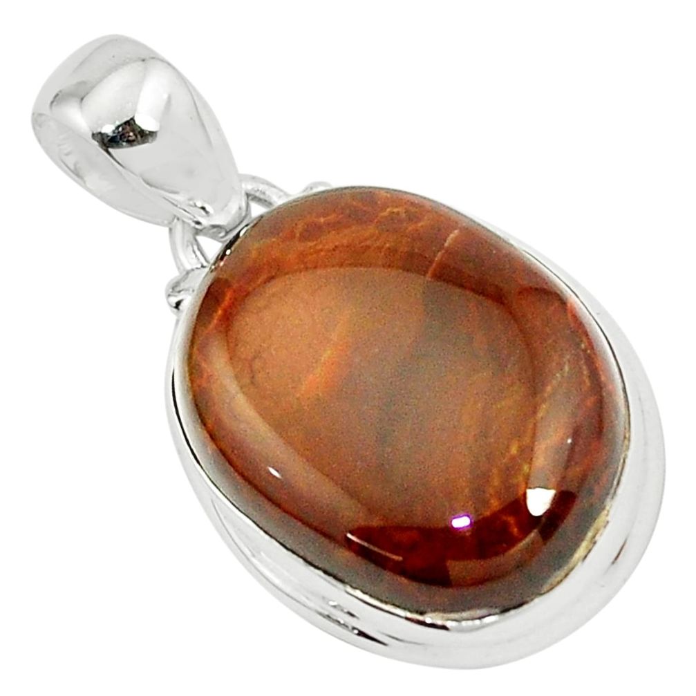 925 silver 14.72cts natural multi color mexican fire agate pendant p23203