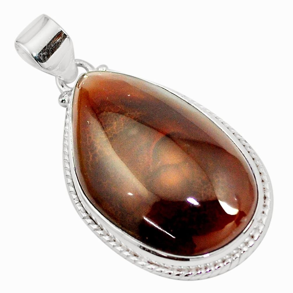 925 silver 29.78cts natural multi color mexican fire agate pendant p23206