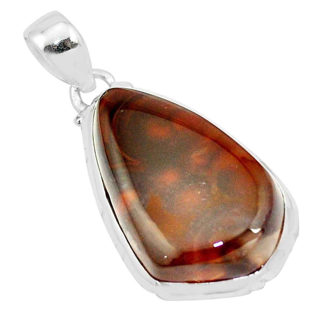 19.72cts natural multi color mexican fire agate 925 silver pendant p23215