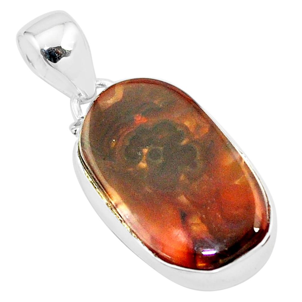 11.74cts natural multi color mexican fire agate 925 silver pendant p23217