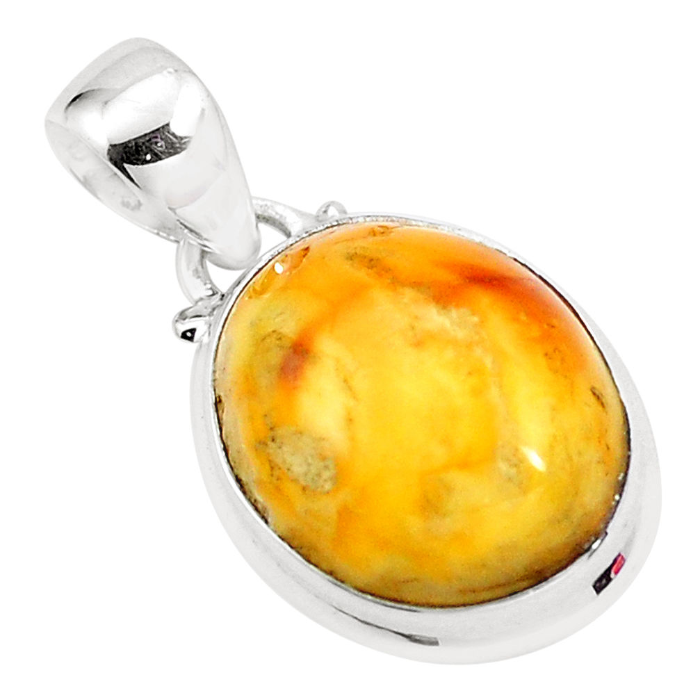 8.78cts natural yellow amber bone 925 sterling silver pendant jewelry p23226