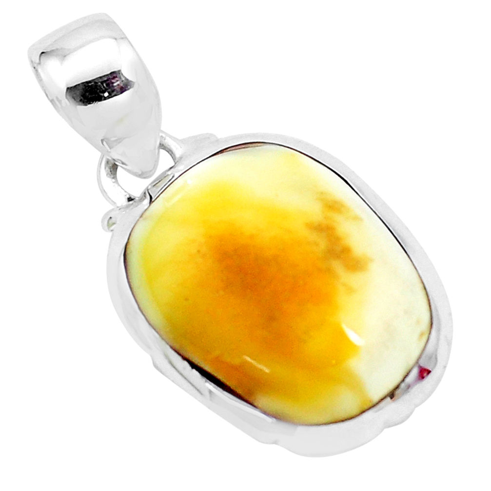 7.90cts natural yellow amber bone 925 sterling silver pendant jewelry p23228