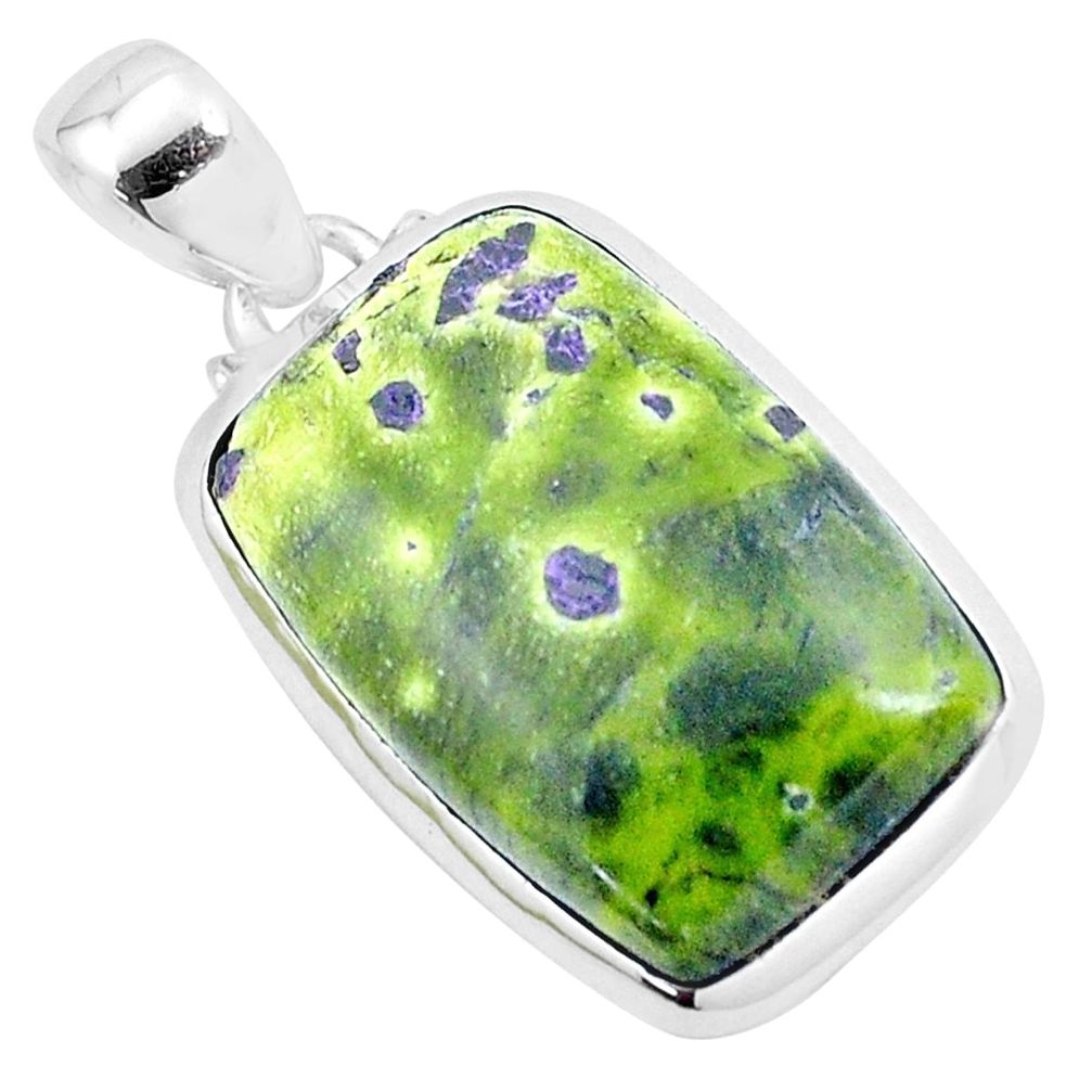 18.05cts natural green atlantisite stichtite-serpentine silver pendant p23274