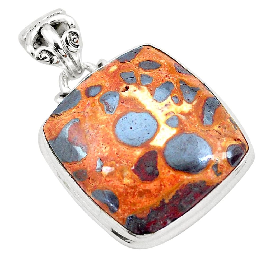 20.83cts natural brown bauxite 925 sterling silver pendant jewelry p23282