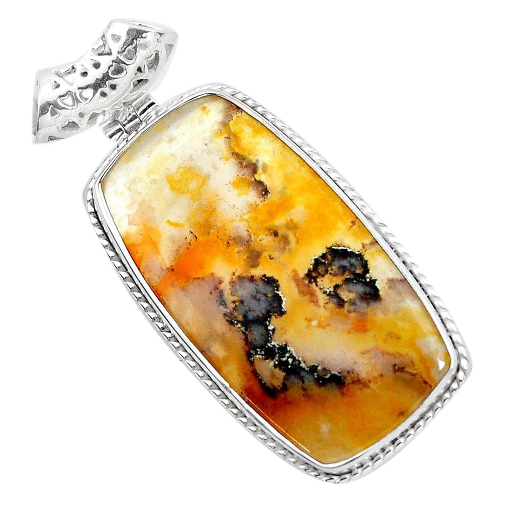 925 sterling silver 29.21cts natural multi color plume agate pendant p23324