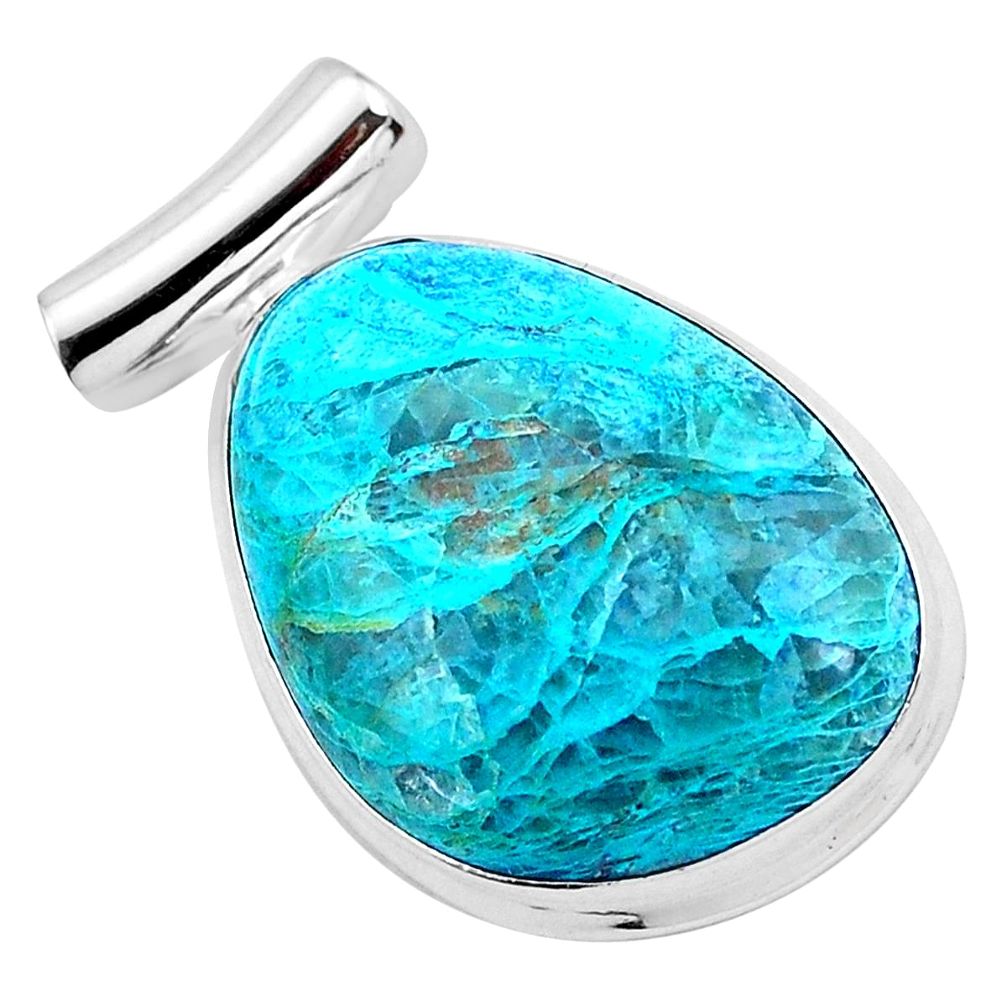 28.67cts natural blue shattuckite 925 sterling silver pendant jewelry p23361