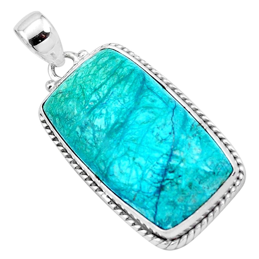 26.49cts natural blue shattuckite 925 sterling silver pendant jewelry p23373