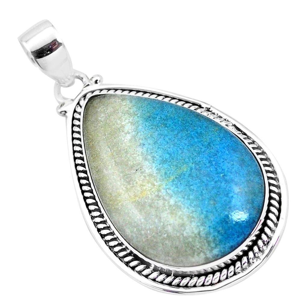 26.03cts natural blue dumorite (dumortierite) 925 sterling silver pendant p23384