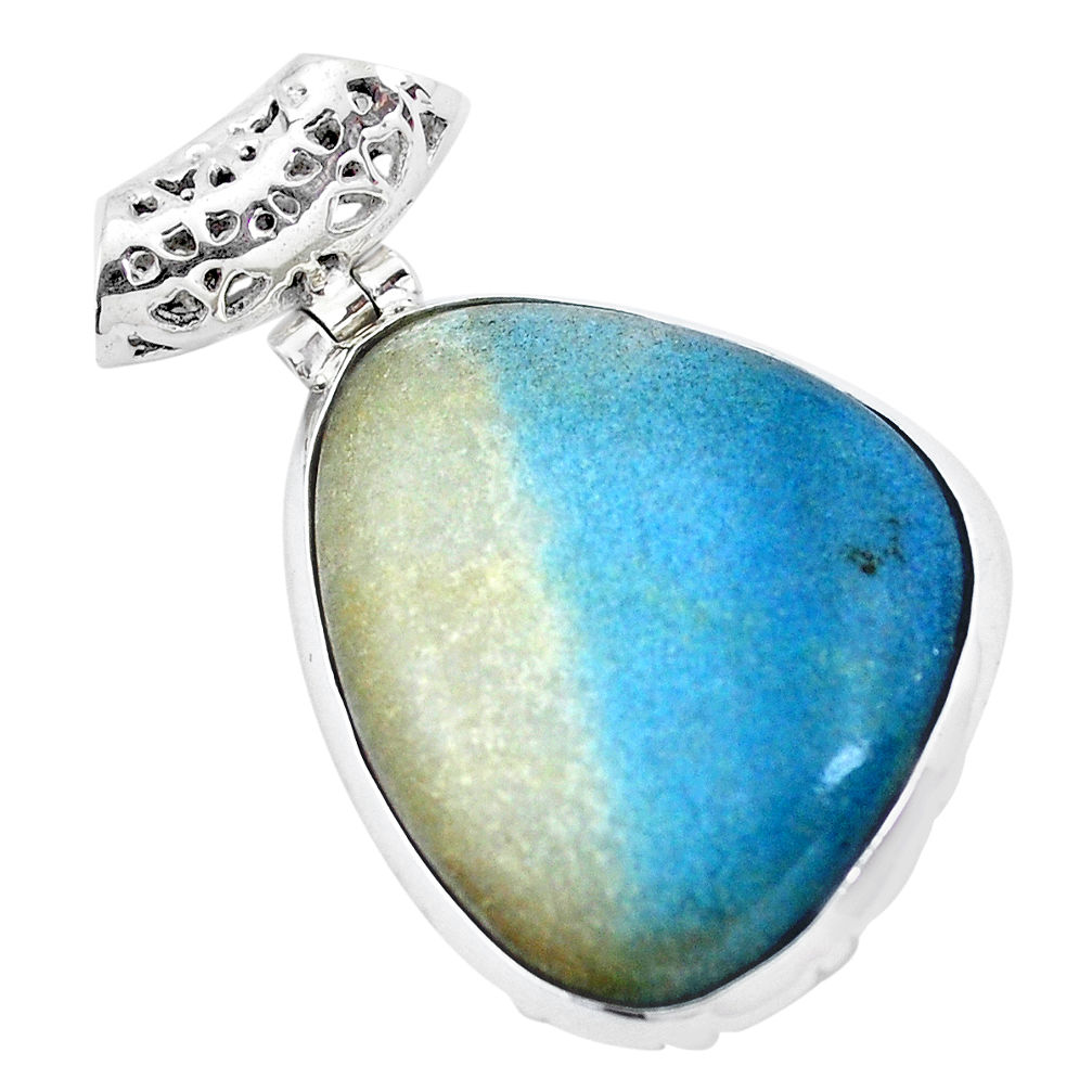 925 sterling silver 27.03cts natural blue dumorite (dumortierite) pendant p23395