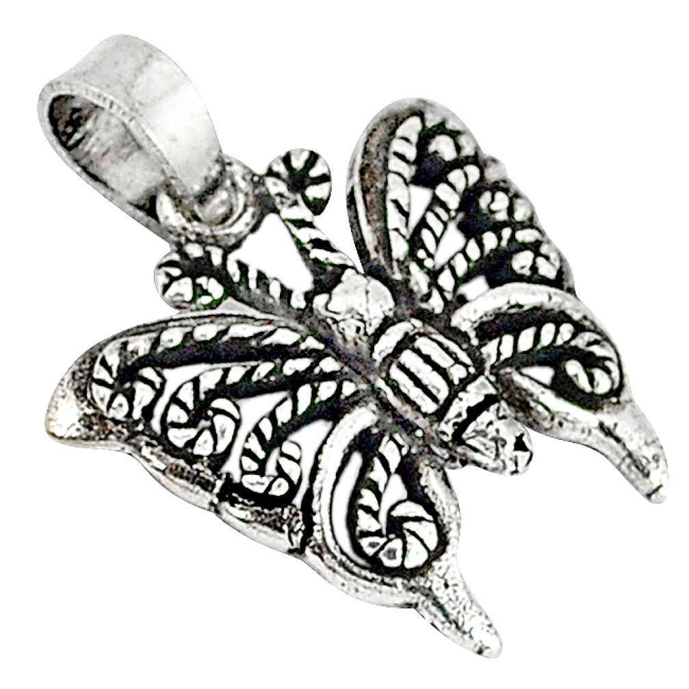 Indonesian bali style solid 925 sterling silver butterfly pendant jewelry p2341