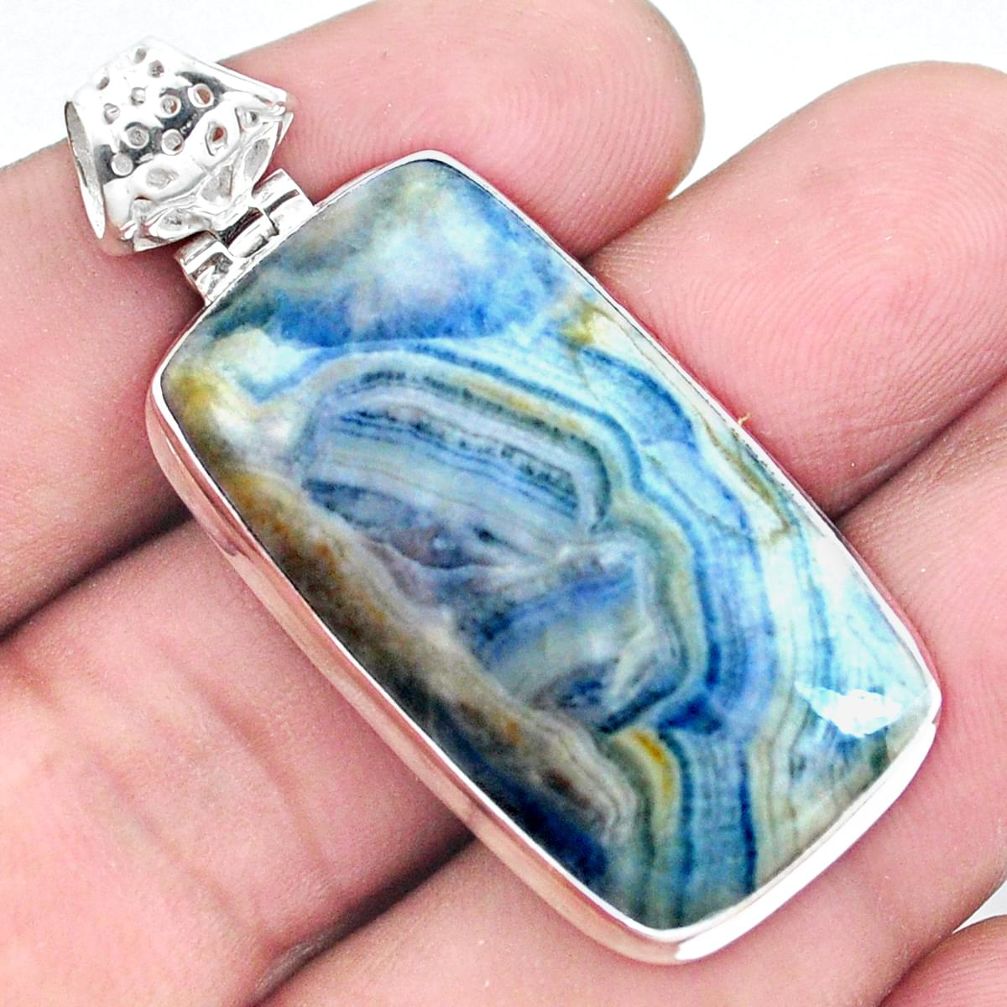 27.05cts natural blue scheelite (lapis lace onyx) 925 silver pendant p23422