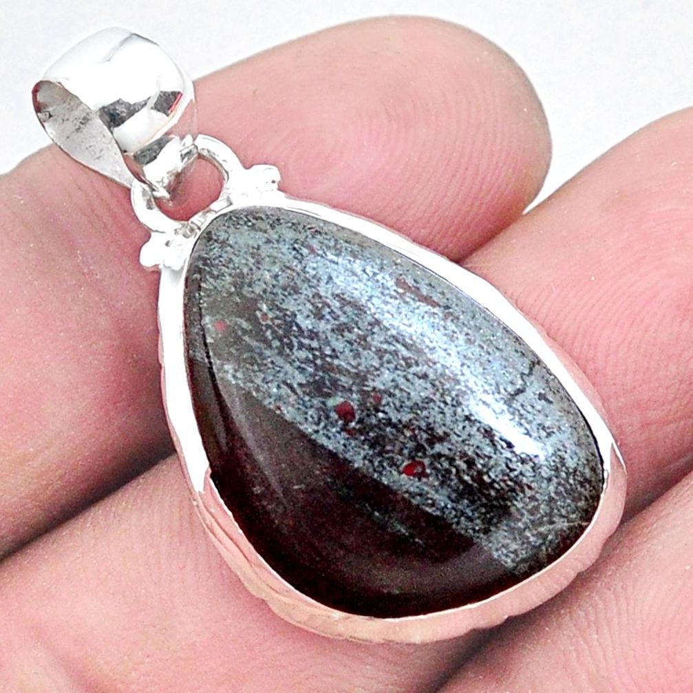 16.28cts natural black ancestralite 925 sterling silver pendant jewelry p23437