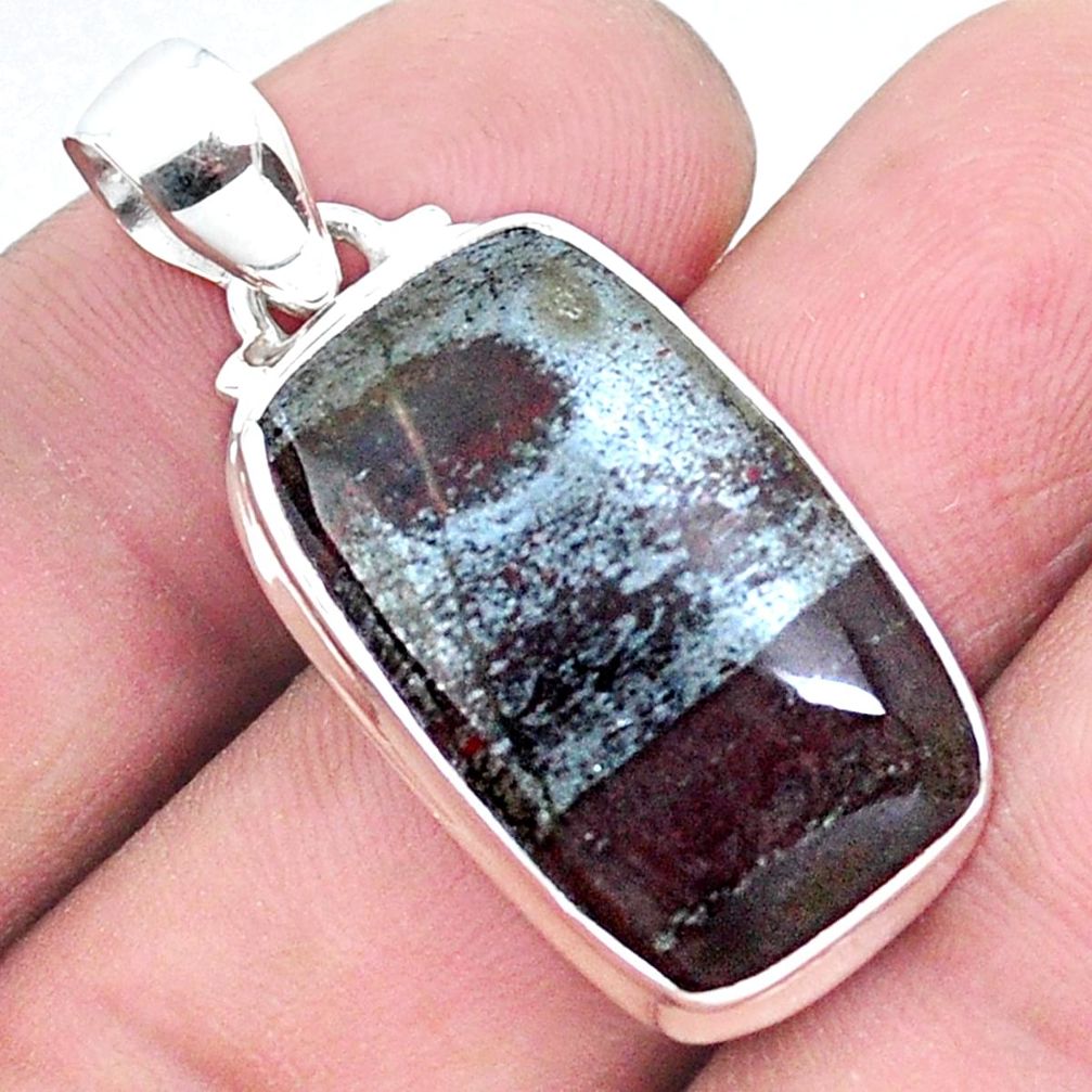 15.05cts natural black ancestralite 925 sterling silver pendant jewelry p23438