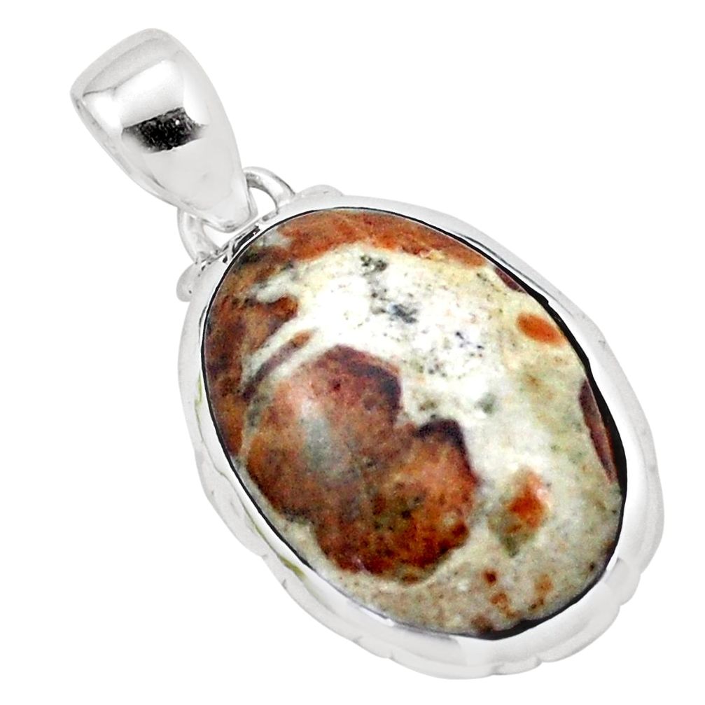 15.53cts natural brown garnet in limestone spessartine 925 silver pendant p23449