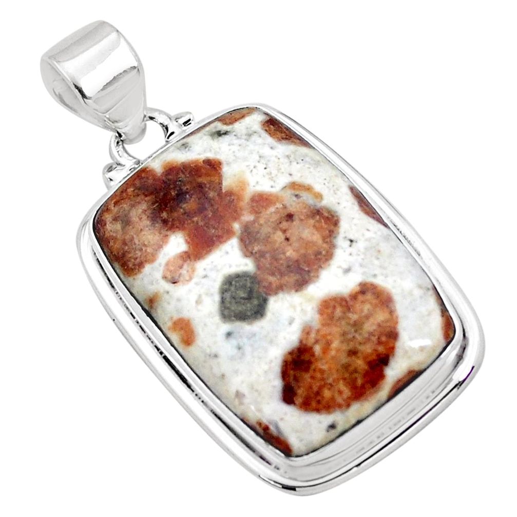 925 silver 28.11cts natural brown garnet in limestone spessartine pendant p23450